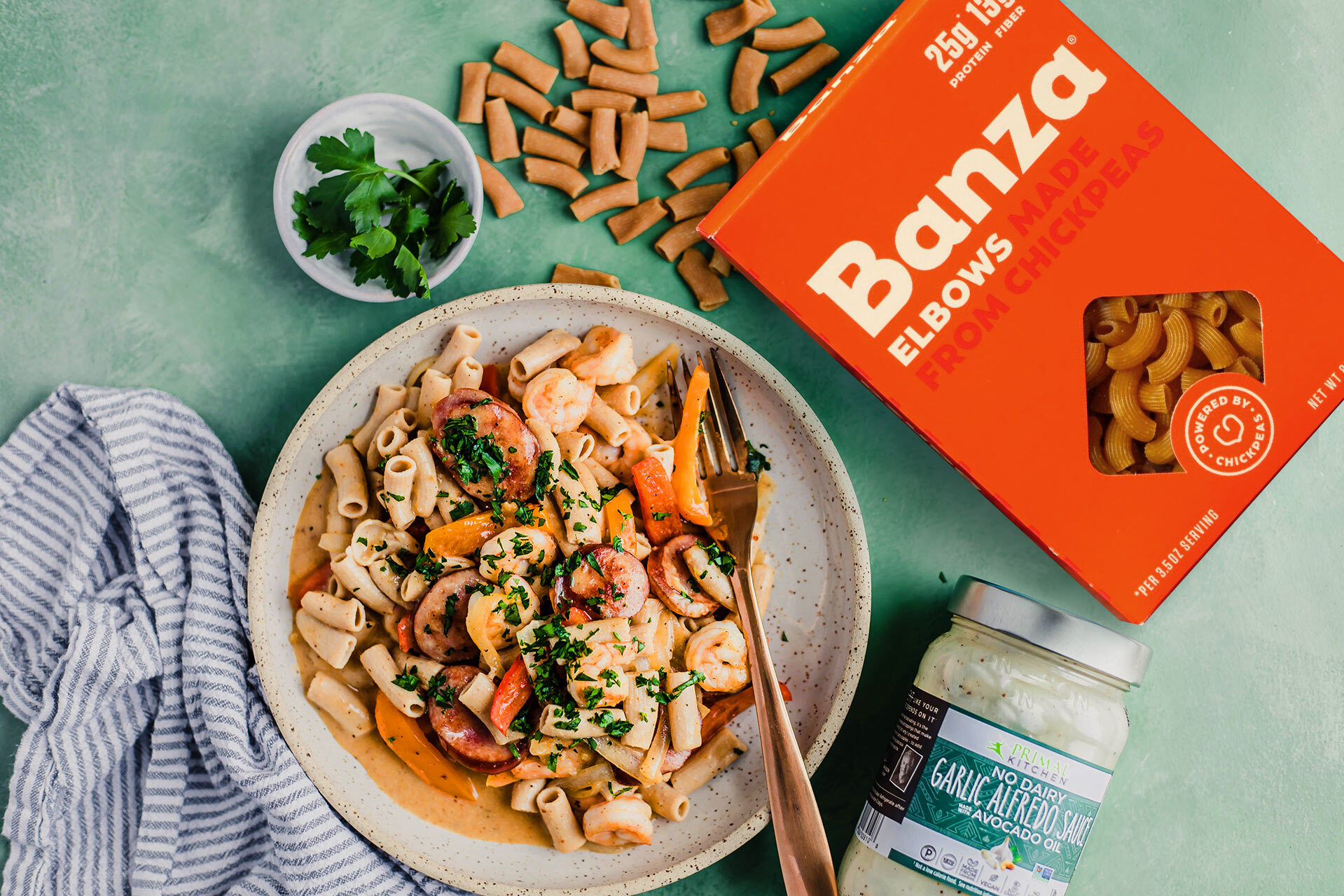Cajun Shrimp Alfredo with Chickpea Pasta