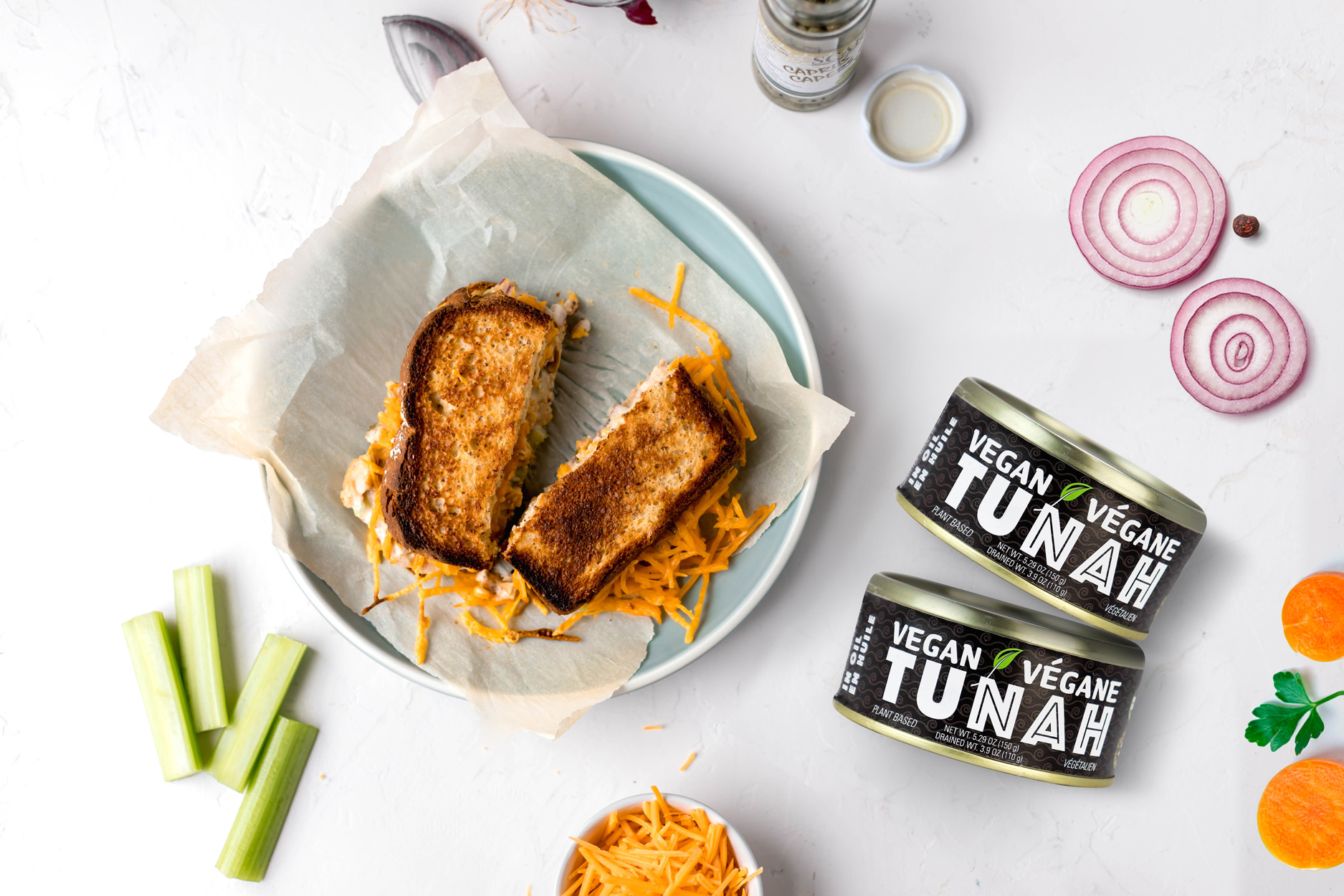 “Fish Free Tuna” Melt Sandwiches