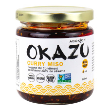 Front of Abokichi Okazu Curry Miso Sesame Oil Condiment, 230mL