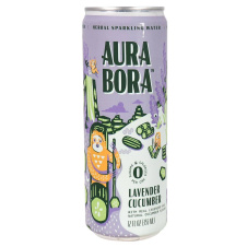 Front of Aura Bora Herbal Sparkling Water Lavender Cucumber, 355mL