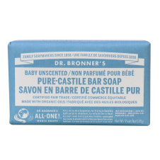Dr. Bronner's Organic Unscented Baby Mild Pure Castile Bar Soap, 140g