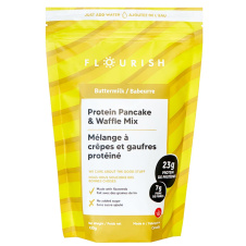 Front of Flourish Pancakes Buttermilk Protein Pancake & Waffle Mix, 430g