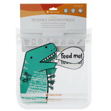Front of Full Circle Ziptuck Reusable Sandwich Bags Dinosaur