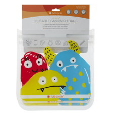 Front of Full Circle Ziptuck Reusable Sandwich Bags Monster