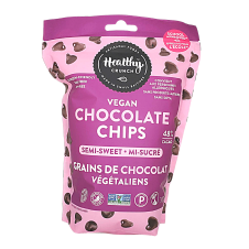 Front of Healthy Crunch Semi-Sweet Vegan Chocolate Chips, 300g