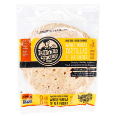 Front of La Tortilla Factory 8.5” Whole Wheat Tortillas Large Size, 8 Tortillas