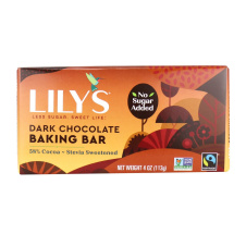 Front of Lily's Low-Sugar Baking Bar Dark Chocolate, 113g