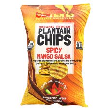 Barnana Organic Ridged Grain-Free Plantain Chips Spicy Mango Salsa, 140g