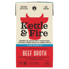 Front of Kettle & Fire Low Sodium 100% Grass-Fed Beef Cooking Broth, 907g