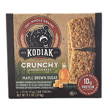 Front of Kodiak Cakes Protein-Packed Crunchy Maple Brown Sugar Granola Bars, 6 Pack Box