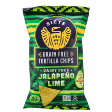 Front of Siete Jalapeño Lime Grain-Free Tortilla Chips, 113g 