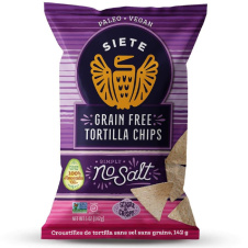 Front of Siete No Salt Grain Free Tortilla Chips, 142g