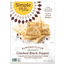 Front of Simple Mills Grain-Free Almond Flour Crackers Cracked Black Pepper, 120g