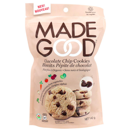 MadeGood Allergen Friendly Cookies Chocolate Chip, 142g