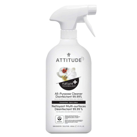 Front of ATTITUDE All Purpose Cleaner Disinfectant 99.9% Unscented, 800 mL