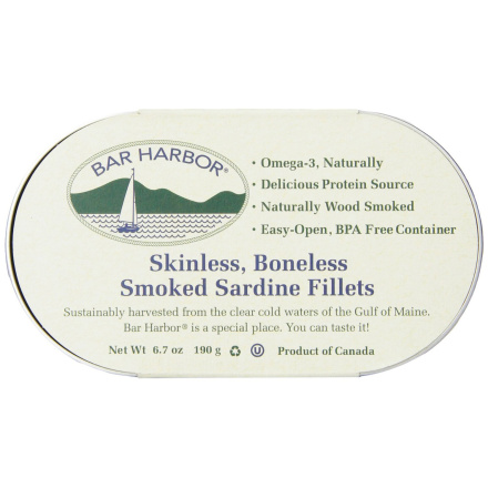 Bar Harbor Skinless Boneless Smoked Sardine Fillets, 190g