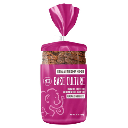 Front of Base Culture Gluten-Free Keto Bread Cinnamon Raisin