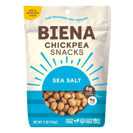 Front of Biena Chickpea Snacks Sea Salt, 142g
