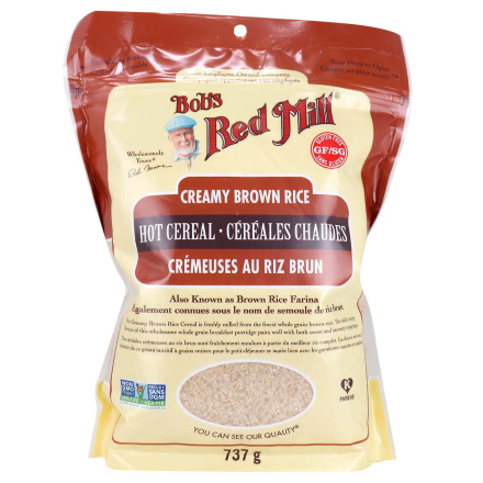 Front of Bob’s Red Mill Gluten Free Creamy Brown Rice Hot Cereal, 737g