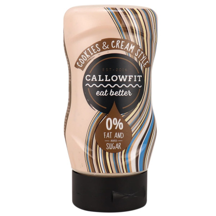 Front of Callowfit Vegan Cookies & Cream Style Sauce, 300mL