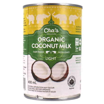 Front of Cha's Organics Light Coconut Milk