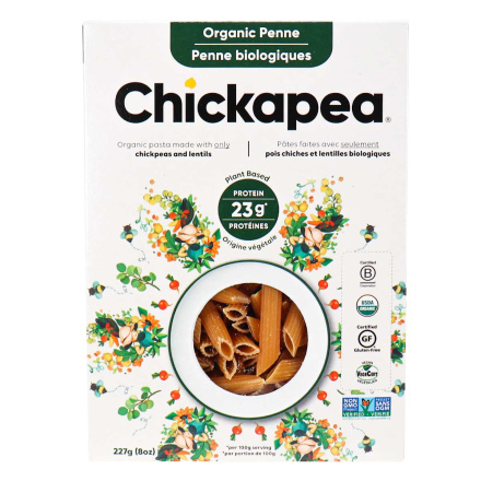 Front of Chickapea Organic Pasta Penne, 227g