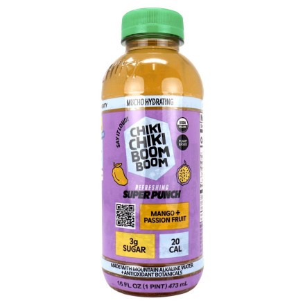 Front of Chiki Chiki Boom Boom Antioxidant Alkaline Water Mango Passionfruit