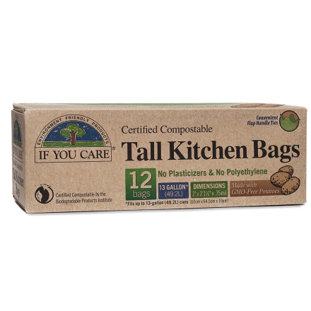 If You Care 13 Gallon 97% Recycled Tall Kitchen Trash Bag, 12 bags