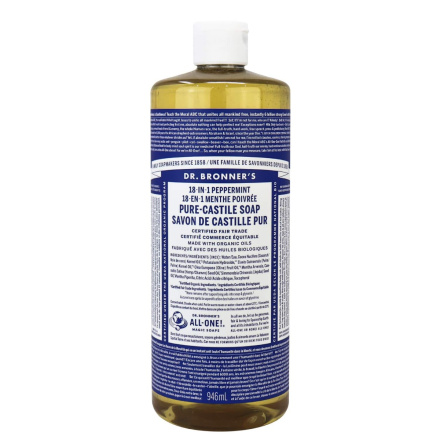 Front of Dr. Bronner's Pure Castile Soap Peppermint, 946 mL