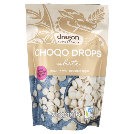 Front of Dragon Superfood Choco Drops White With Coconut Cream