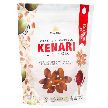 Front of Ecoideas Organic Kenari Nuts Spicy Chili, 70g