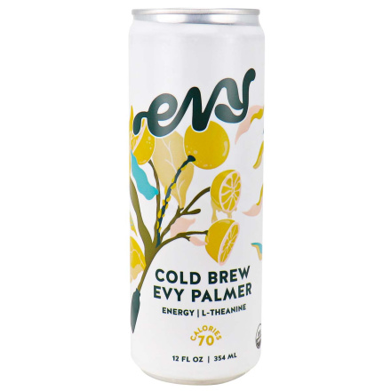 Front of Evy Tea Cold Brew Evy Palmer Energy, 354mL
