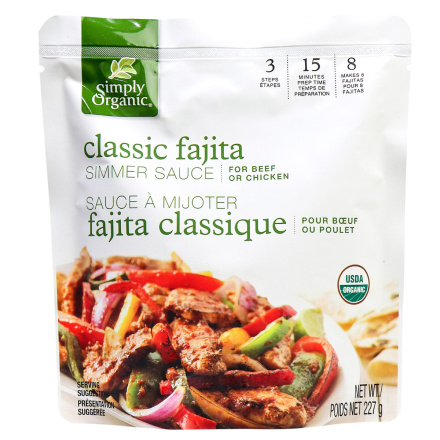 Simply Organic Classic Fajita Simmer Sauce, 227g