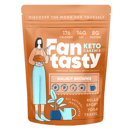 Front of FanTasty Keto Cake Mix Walnut Brownie, 270g