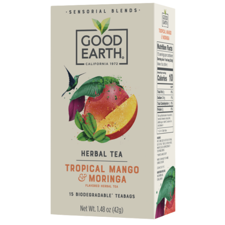 Front of Good Earth Sensorial Blends Flavoured Herbal Tea Tropical Mango & Moringa, 15 Bags