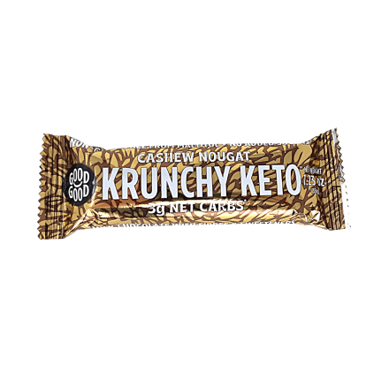 Front of Good Good Krunchy Keto Cashew Nougat Bar, 35g