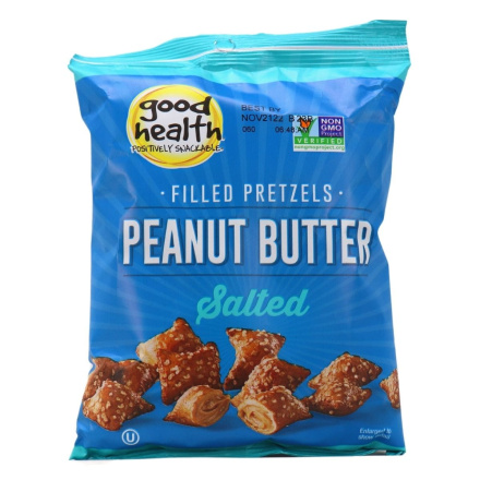 Front of Good Health Salted Filled Pretzels Peanut Butter, 141.8g