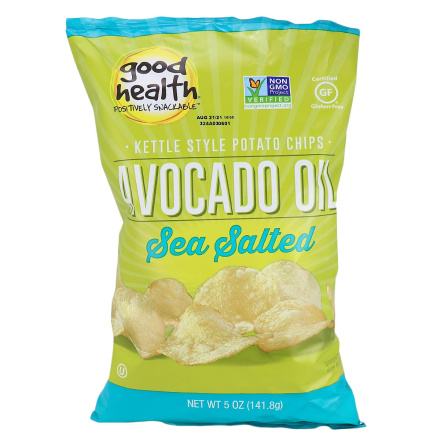 Front of Good Health Avocado Oil Sea Salt Kettle Style Potato Chips, 141g