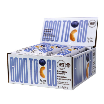 Good To Go Keto Snack Bars Blueberry Cashew, 9 Bar Pack