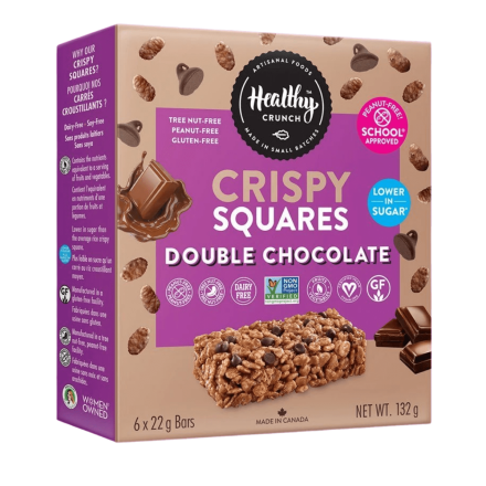 Front of Healthy Crunch Double Chocolate Crispy Squares, 6 bars