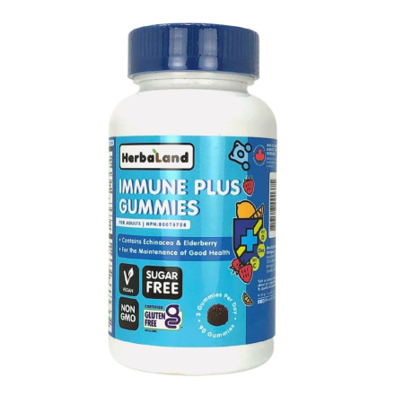 Front of Herbaland Sugar-Free Immune Plus Gummies