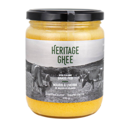 Front of Heritage Ghee New Zealand Grass Fed Clarified Butter, 400g