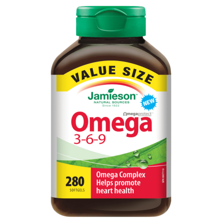 Front of Jamieson Vitamins OmegaProtect Omega 3-6-9, 280 Softgels