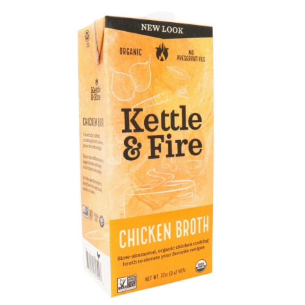 Front of Kettle & Fire Organic Free-Range Chicken Cooking Broth, 907g