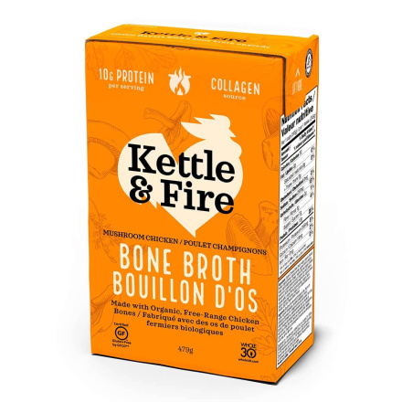 Front of Kettle & Fire Mushroom Chicken Bone Broth, 480ml