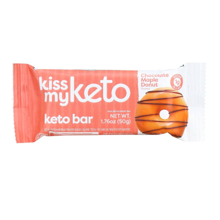 Front of Kiss My Keto Keto Bar Chocolate Maple Donut, 50g