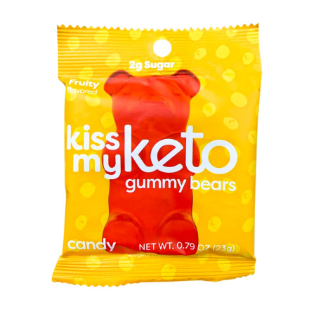 Front of Kiss My Keto Gummy Bears Candy Fruity Flavored, 23g