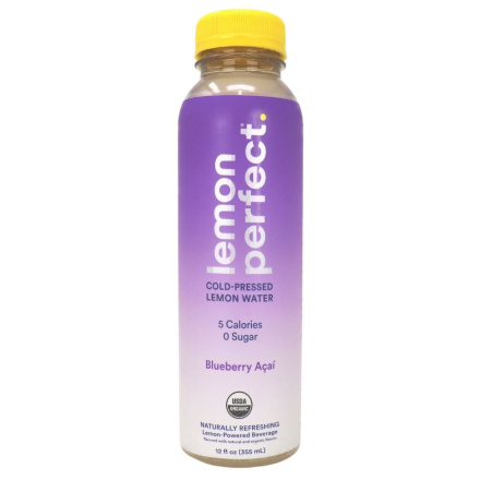Front of Lemon Perfect Cold-Pressed Lemon Water Blueberry Acai