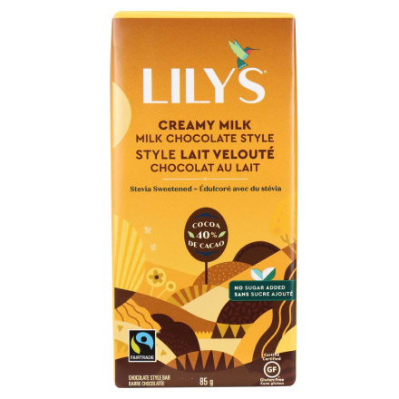 Front of Lily's Milk Chocolate Style Creamy Milk, 85g