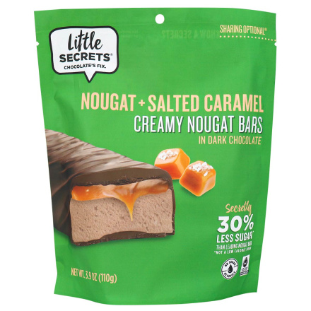 Front of Little Secrets Creamy Nougat Bars Salted Caramel